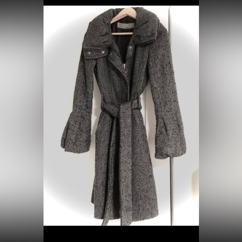 ZARA Belted Wool Herringbone Coat